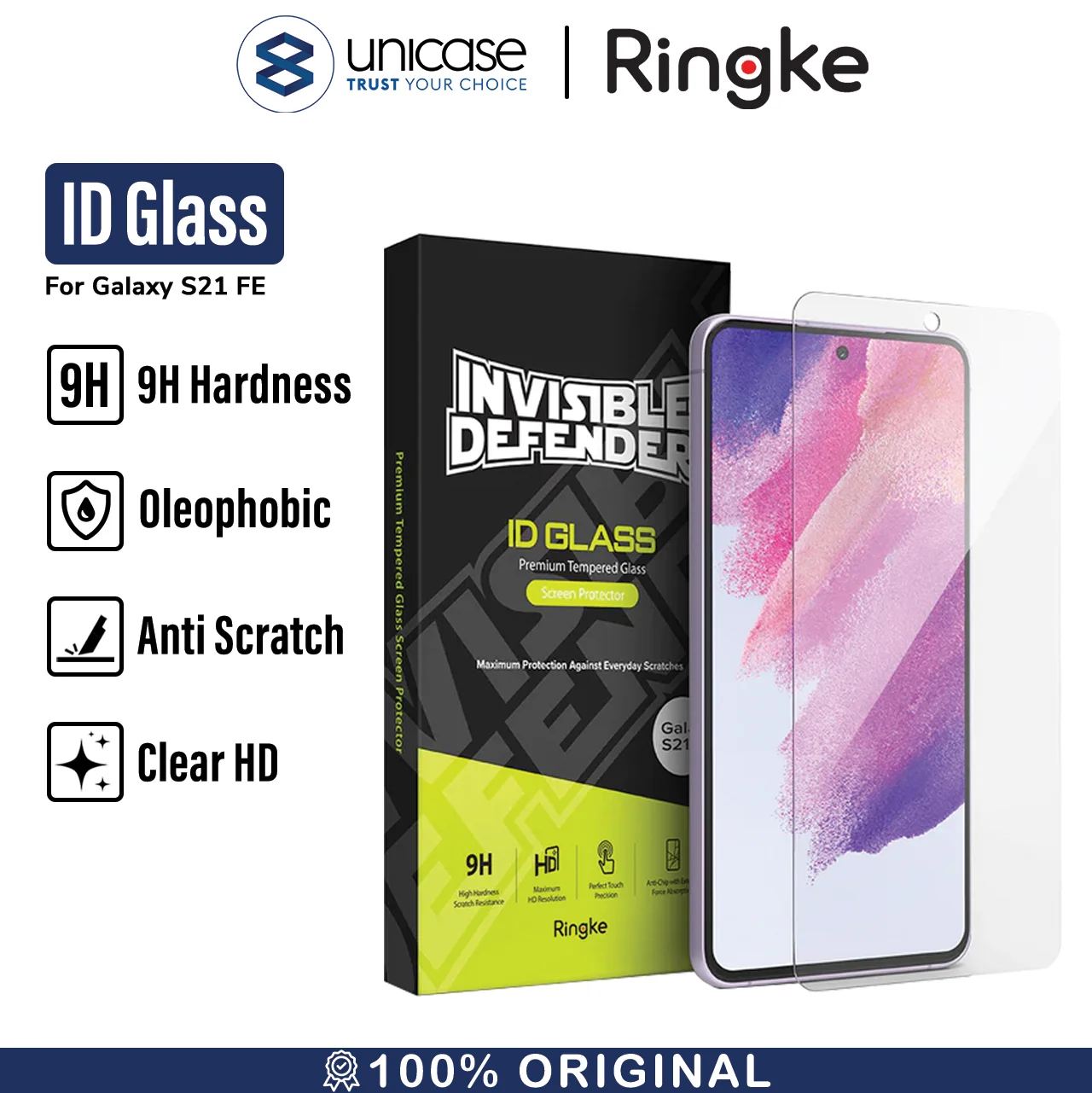 Tempered Glass Samsung Galaxy S21 FE 5G Ringke ID Full Cover Protector