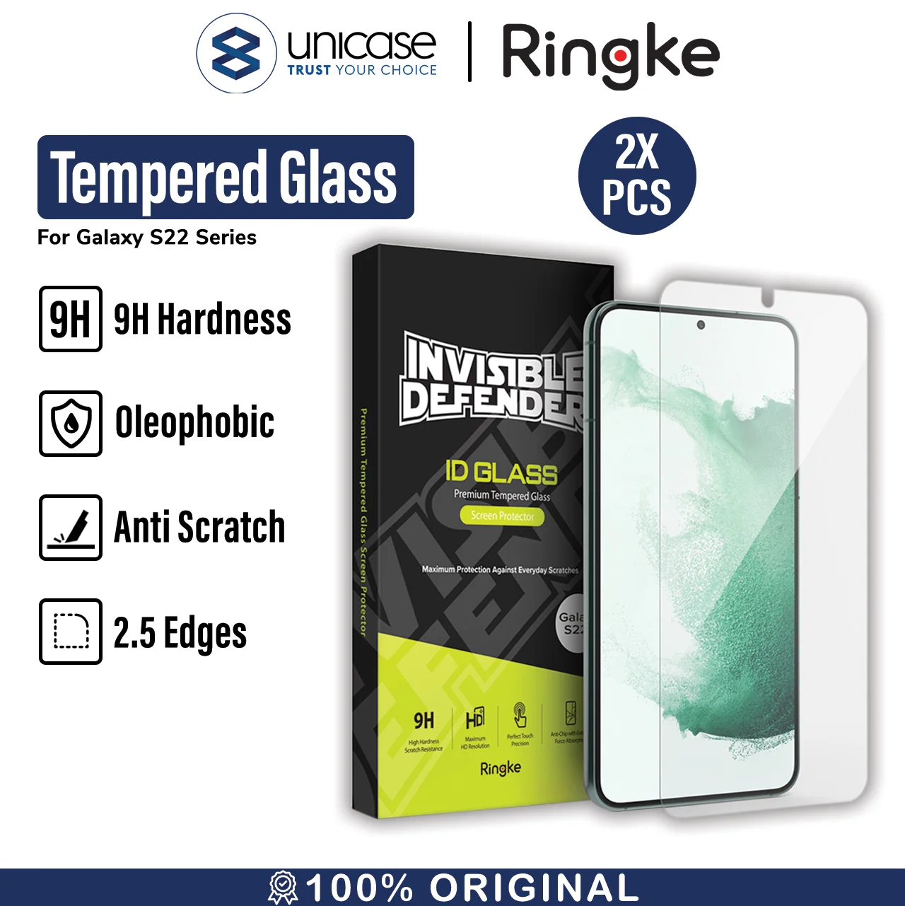 Tempered Glass Samsung Galaxy S22 Plus Ultra 5G Ringke ID Anti Gores