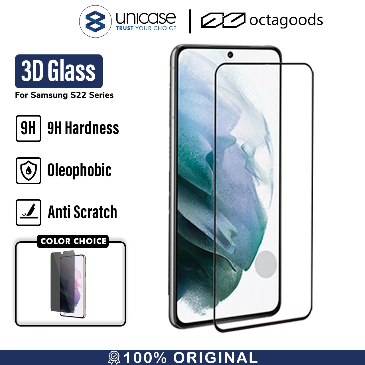 Tempered Glass Samsung Galaxy S22 Ultra Plus 5G OctaGoods Full Cover