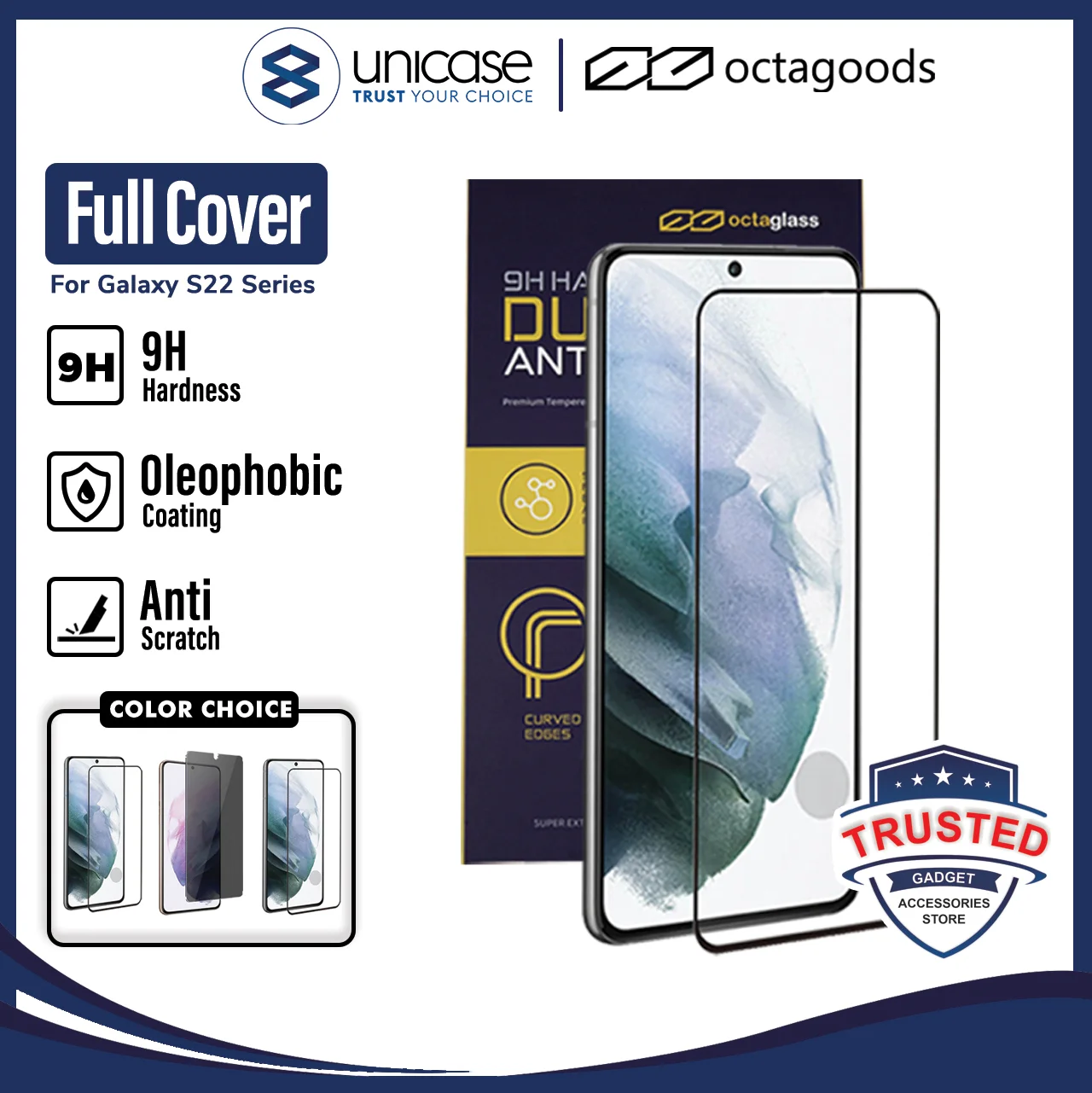 Tempered Glass Samsung Galaxy S22 Ultra Plus 5G OctaGoods Full Cover