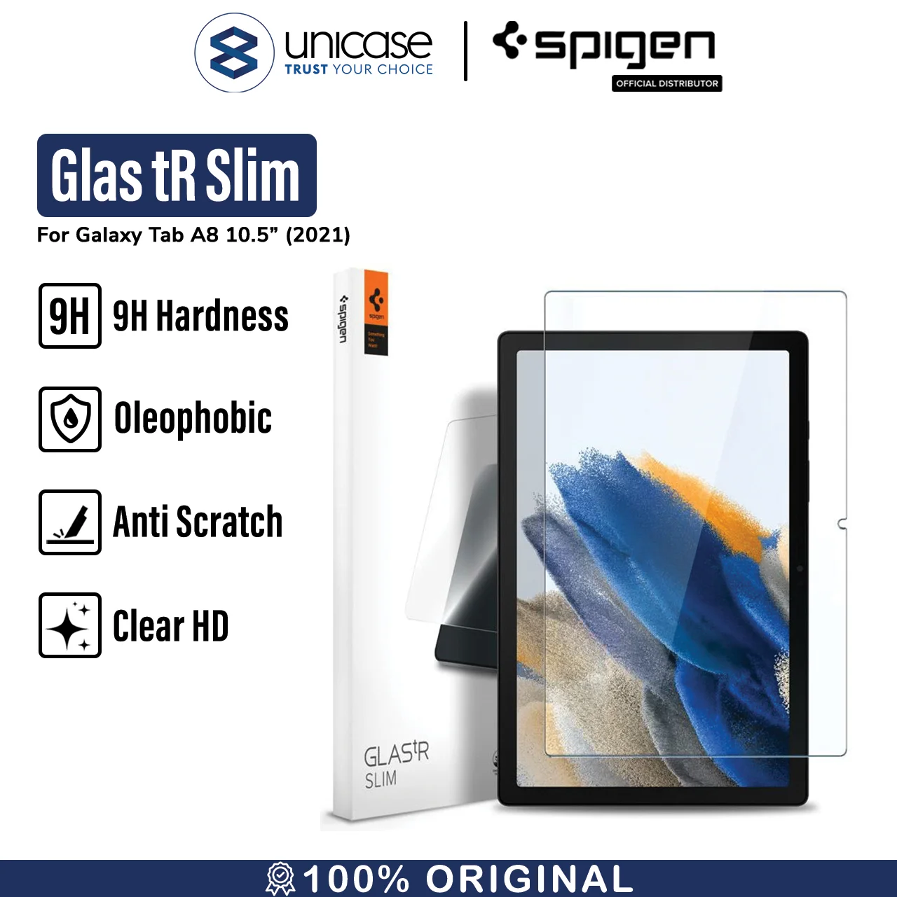 Tempered Glass Samsung Galaxy Tab A8 10.5 2021 Spigen Glas.tR Slim