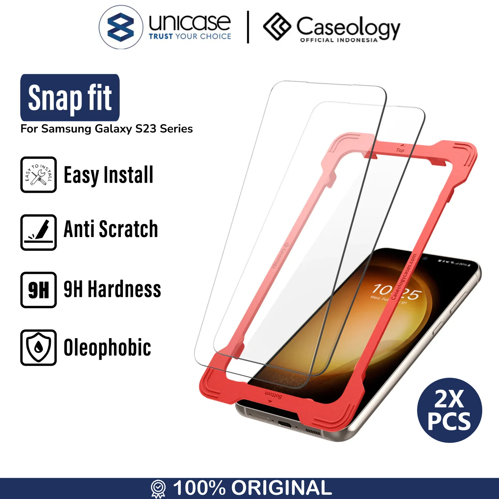 Tempered Glass Samsung S23 Plus Ultra Caseology Snap Fit 9H