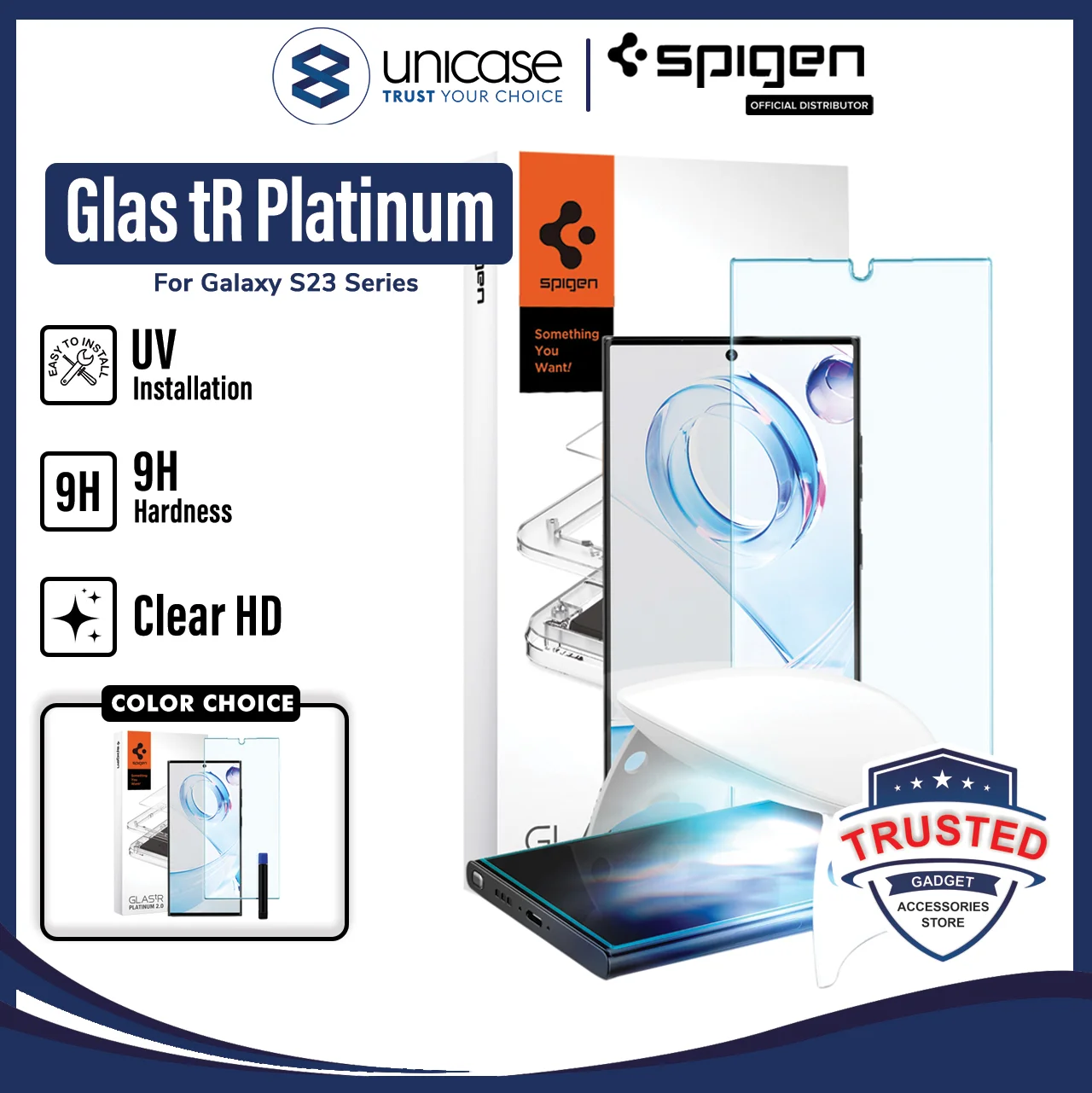 Tempered Glass UV Samsung Galaxy S23 Ultra Plus Spigen Platinum Tray