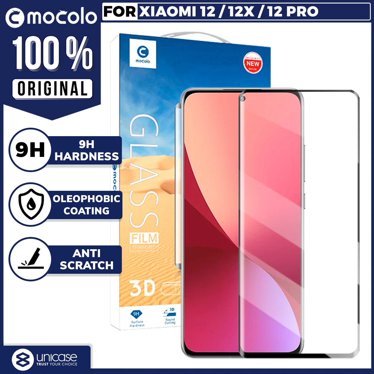 Tempered Glass Xiaomi 12/12X / 12 Pro Mocolo 3D Glass 9H Full Cover