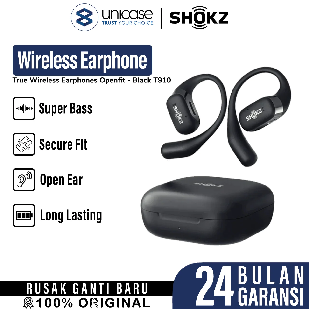TWS Open Ear Wireless Earphone Shokz OpenFit Bluetooth 5.2 Headset