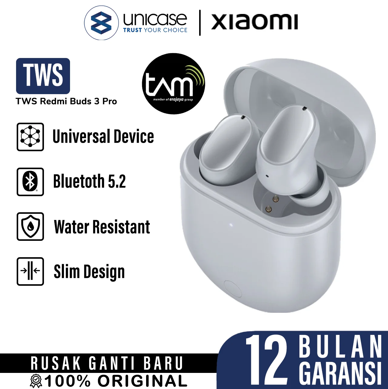 TWS Xiaomi Redmi Buds 3 Pro Wireless Earphone Bluetooth Qi Charge