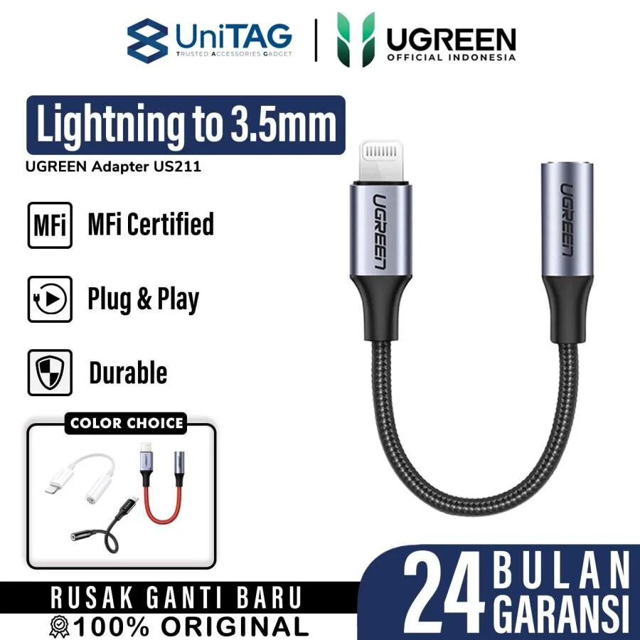 Adapter Lightning to Jack Audio 3.5mm MFI UGREEN Converter iPhone