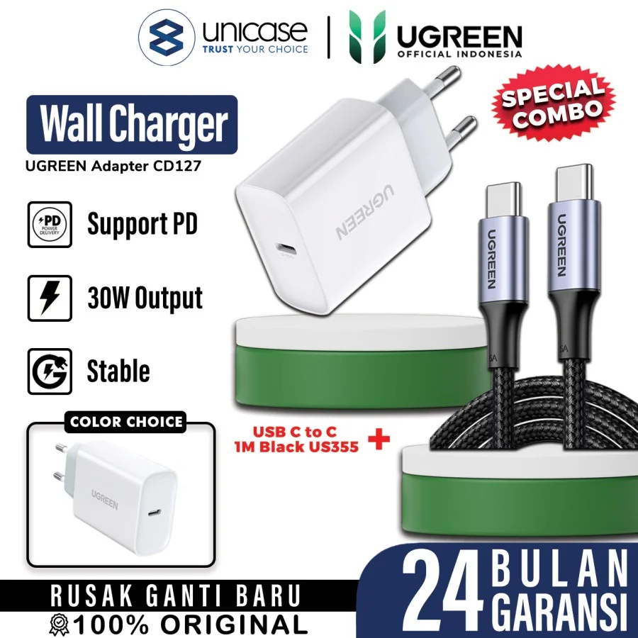 UGREEN CD127 White + Cable USB C to C US355 80150