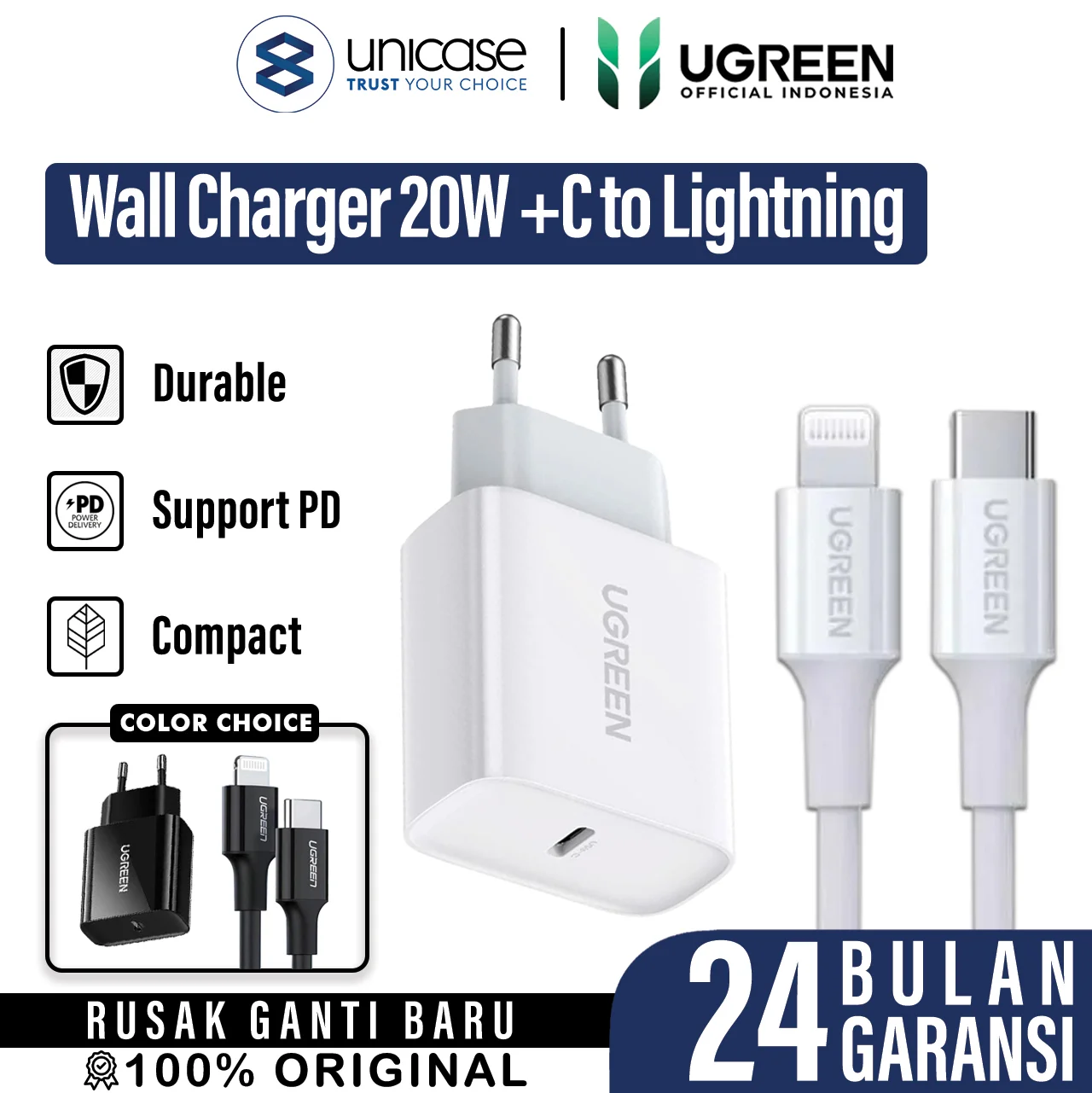 UGREEN CD137 Black + Cable C to Lightning US304