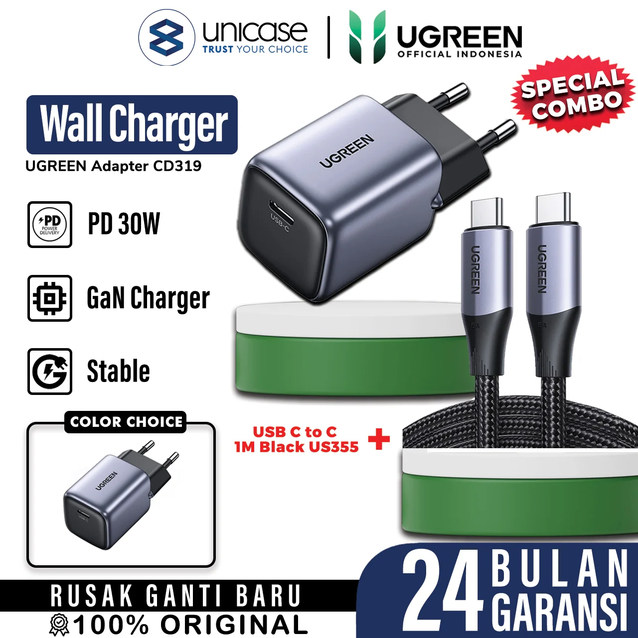 UGREEN CD319 Gray + Cable USB C to C US355 80150