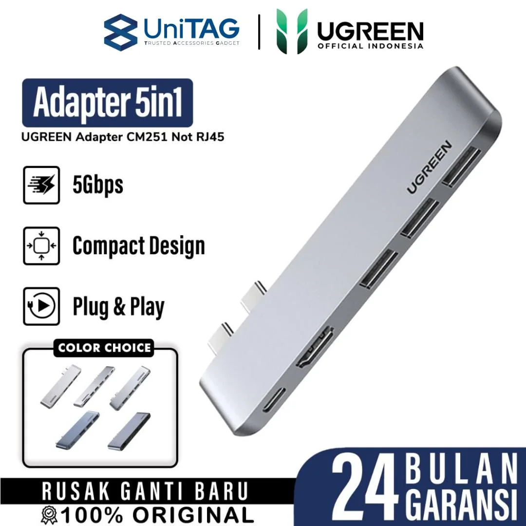 Adapter HUB Macbook 5in1 UGREEN Multi Port USB Type C Mini Adapter