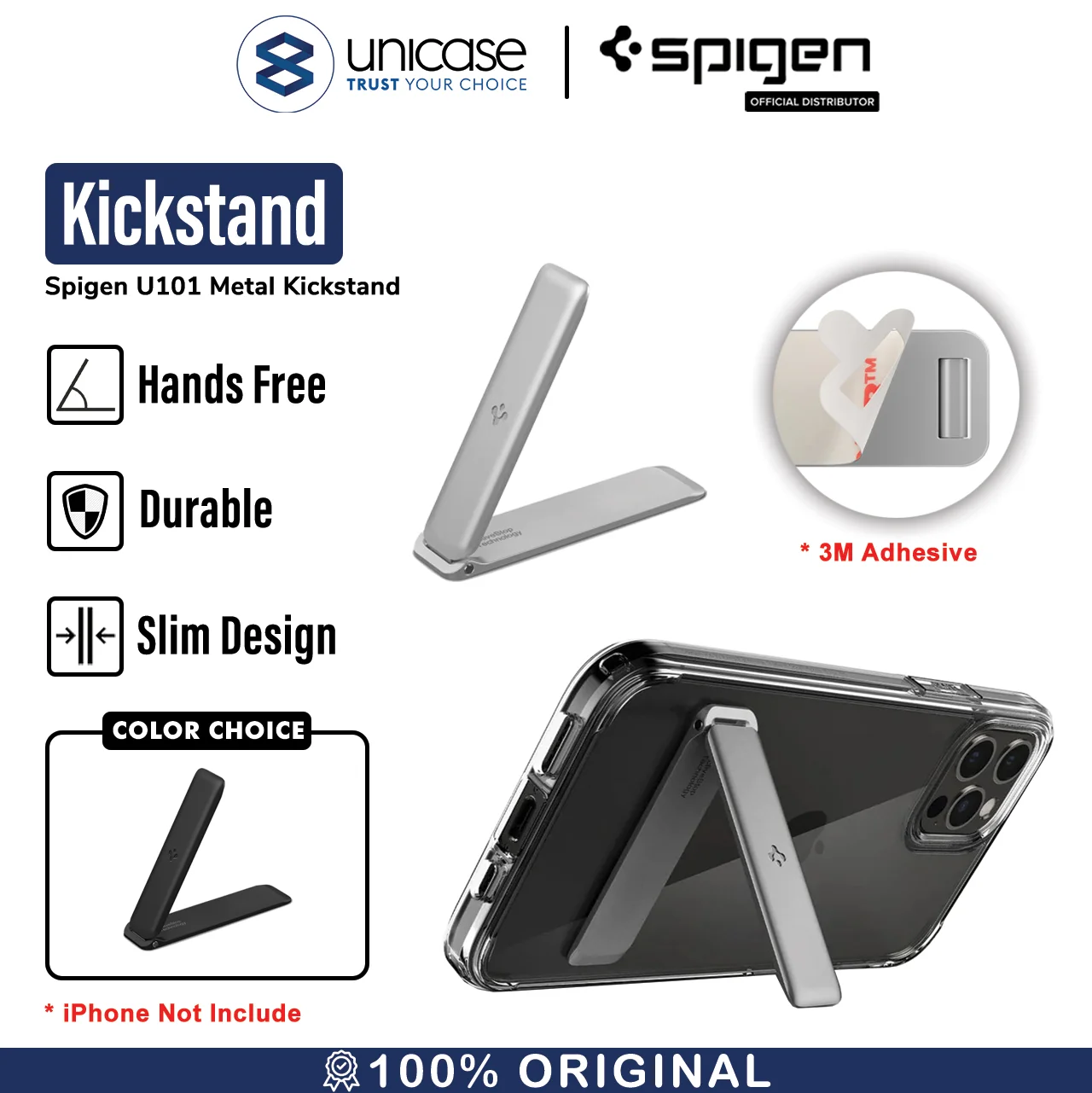 Universal Handphone Stand Spigen U101 Metal Kickstand HP Slim Portable
