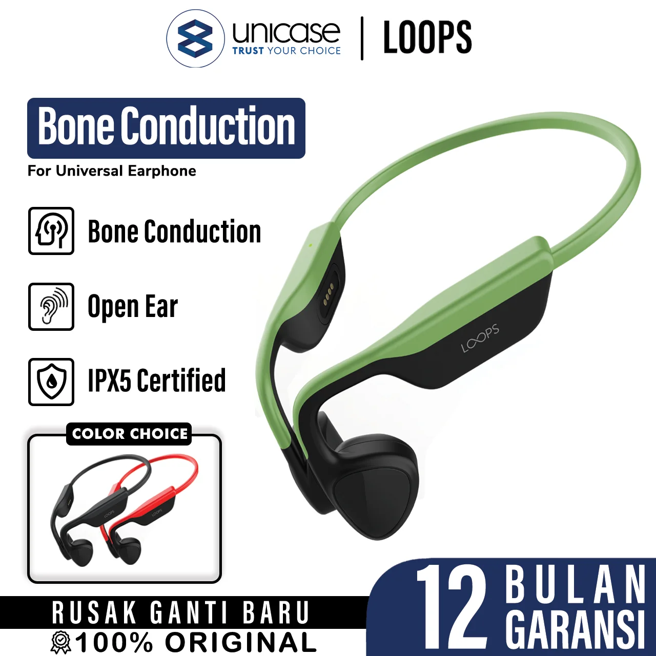 Wireless Earphone Loops X07 Bone Conduction Open Ear Bluetooth Headset
