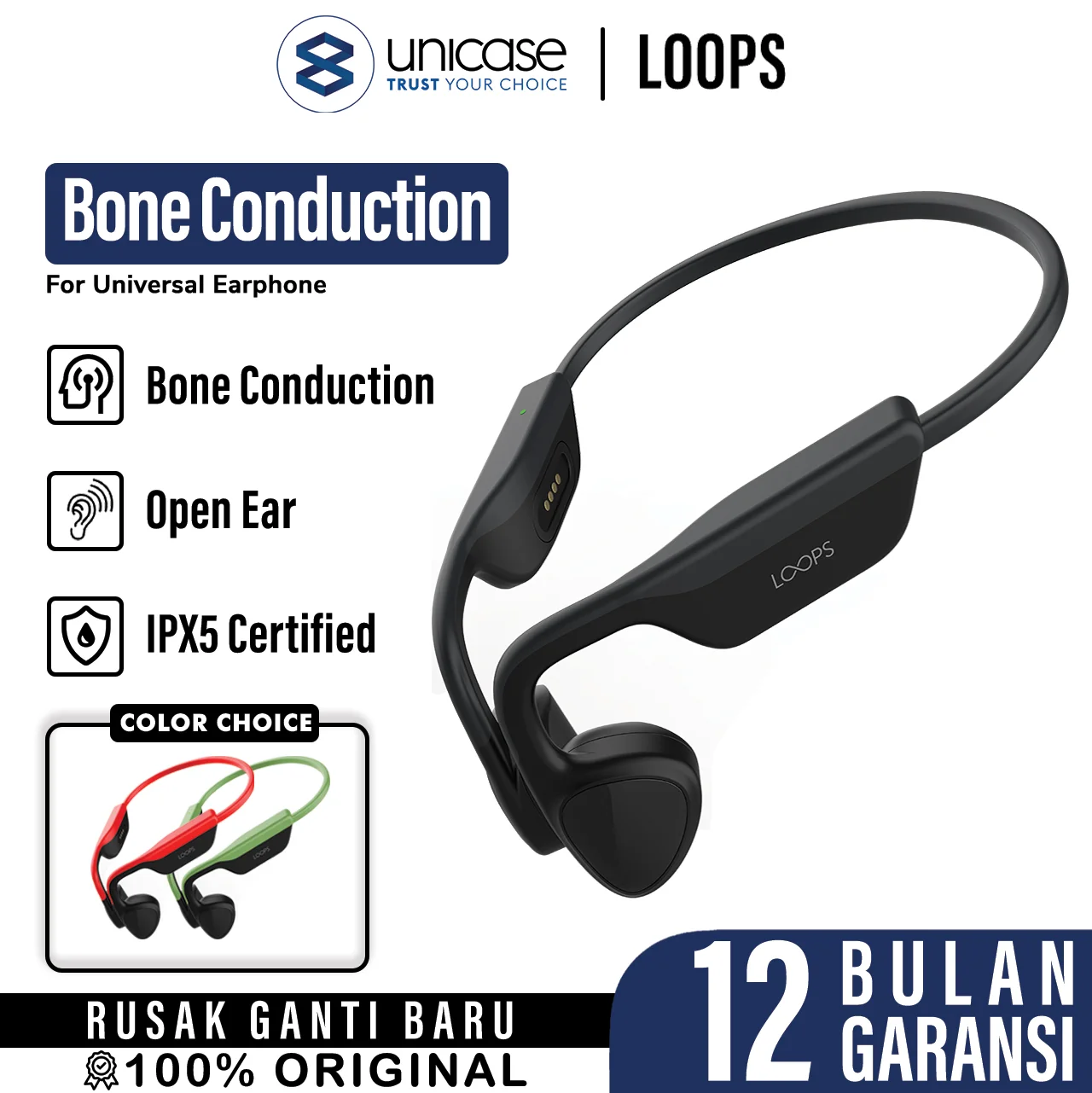 Wireless Earphone Loops X07 Bone Conduction Open Ear Bluetooth Headset